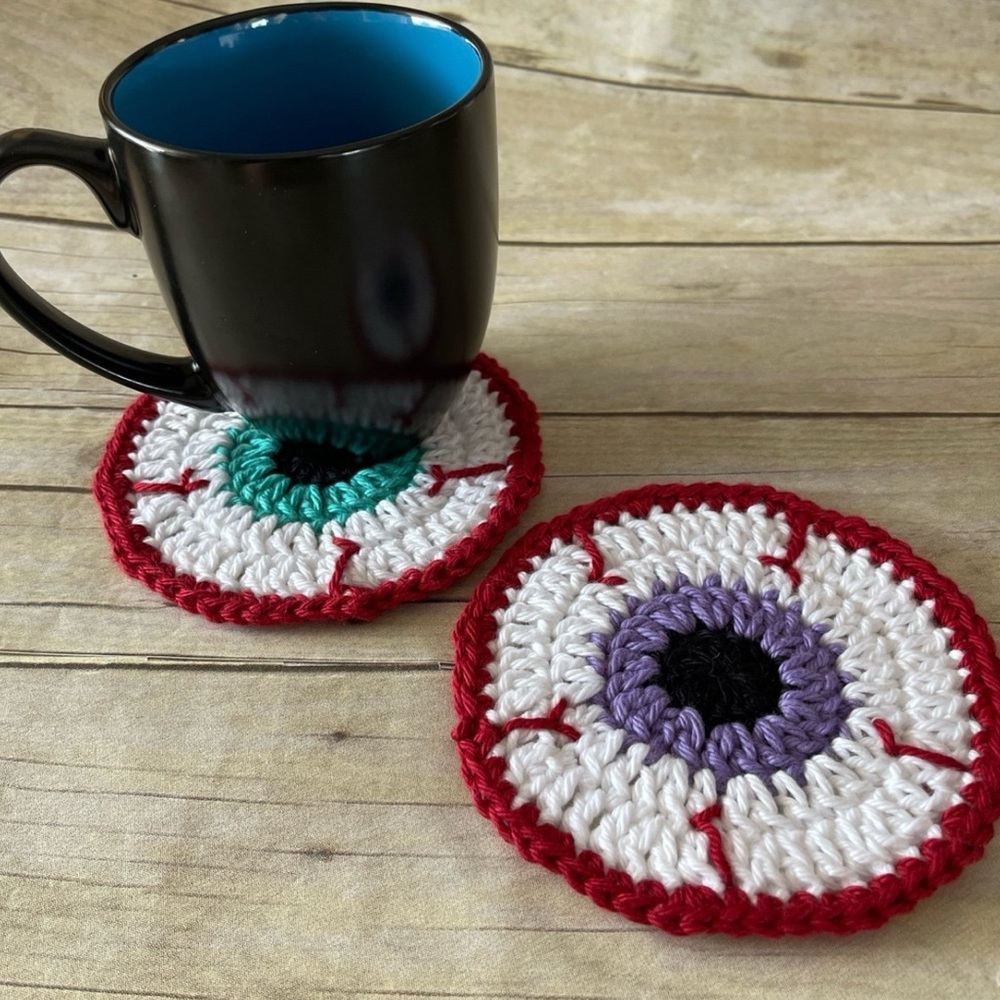 Coasters Halloween Eye Ball Coasters/Small Doily 5 Inches Set of Two